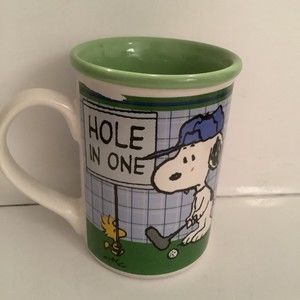 Gibson 14oz Woodstock Snoopy Hole in One Golf Stoneware Urban Mug Peanuts Brown